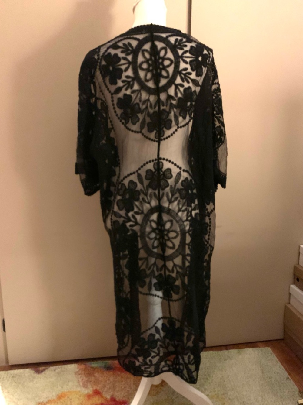 Rebellion Black Sheer Lace Kimono - Picture 4 of 7